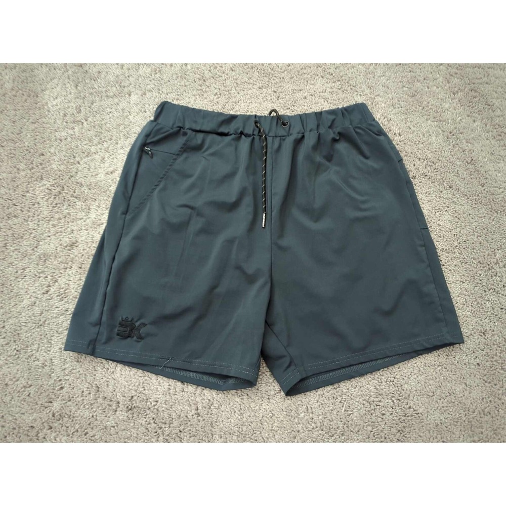 Gym Brokig Shorts Mens Large Gray Elastic Waist Athletic‎ Running Gym Training